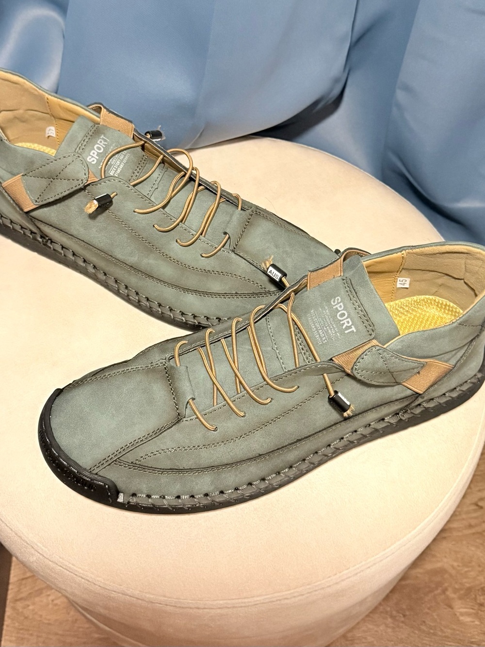 Sporto Men's Olive Green Casual Lace-Up Loafers